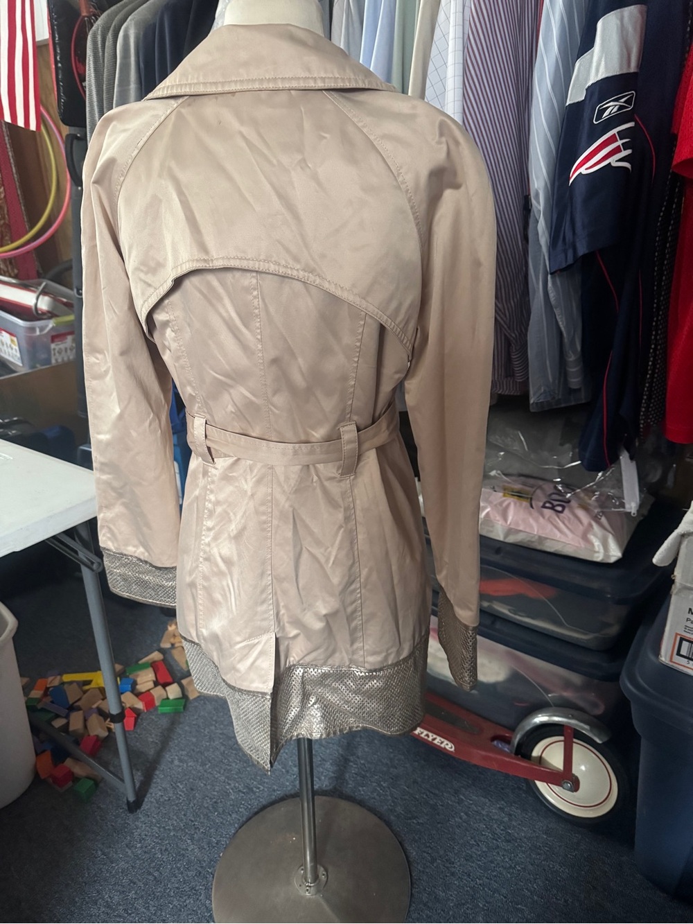 Arden B Beige Trench Coat with Metallic Trim - Picture 11 of 11